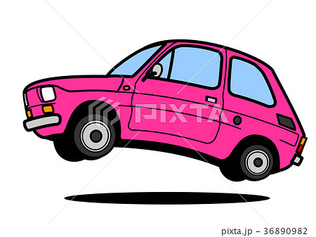 古いイタリアンコンパクトカー ピンク色 自動車イラスト ジャンプ 古いイタリアンコンパクトカー ピンク色 自動車イラスト ジャンプ 36890982