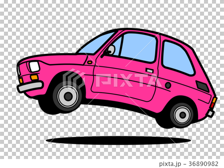 古いイタリアンコンパクトカー ピンク色 自動車イラスト ジャンプ 古いイタリアンコンパクトカー ピンク色 自動車イラスト ジャンプ 36890982