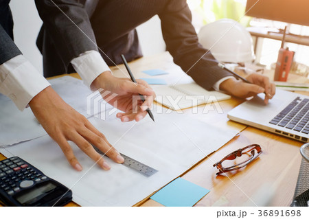 Engineer discussing meeting architectural. Engineer discussing meeting architectural. 36891698