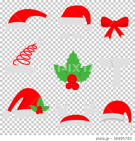 Three red santa hats and christmas stocking. Three red santa hats and christmas stocking. 36895783