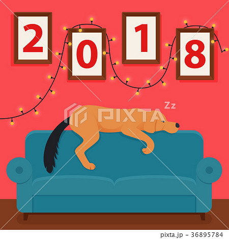 Year of the Dog 2018. Vector New Year s design. 36895784