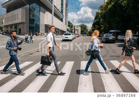 Crosswalk Urban Fashion Youth Lifestyleの写真素材