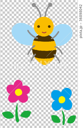 ミツバチ 花のイラスト素材