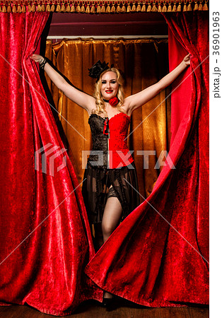 Elegant dancer in moulin rouge style enters the 36901963