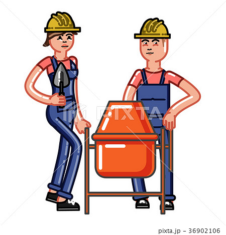 Builders crew knead concrete 36902106
