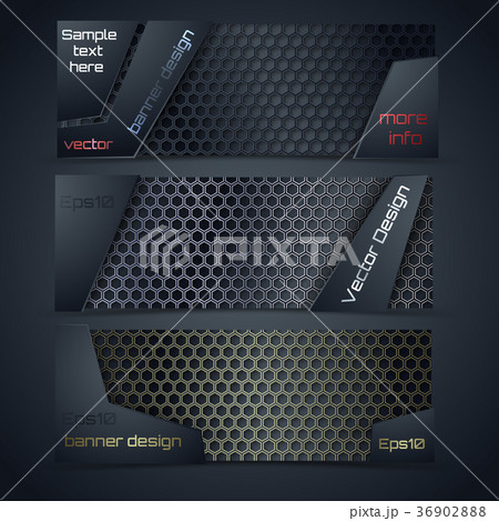 Vector modern banners set with carbone texture 36902888