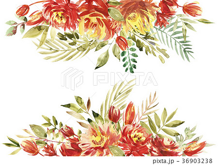 Colorful Watercolor Flower Border. Painted Flower Colorful Watercolor Flower Border. Painted Flower 36903238
