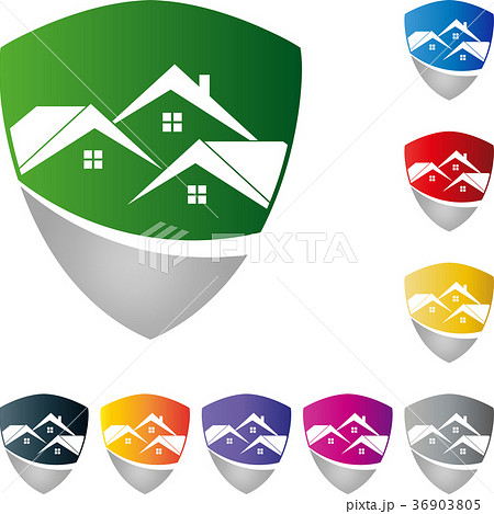 Coat of arms with three houses, real estate logo 36903805