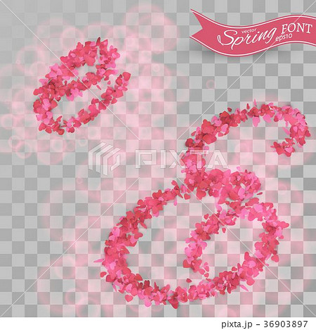 Confetti font. Scattered paper hearts. 36903897