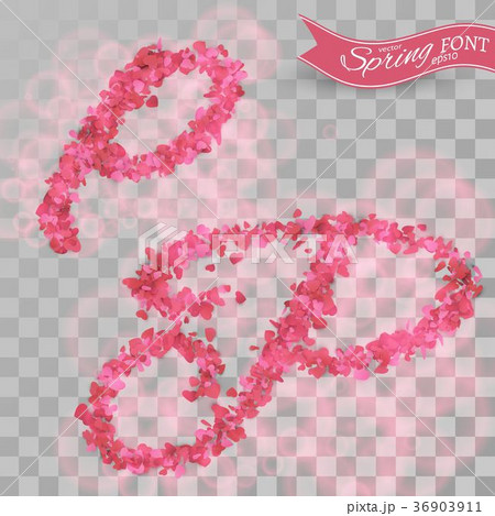 Confetti font. Scattered paper hearts. 36903911