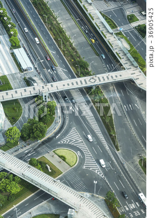 上海浦東の道路を見下ろす 36905425