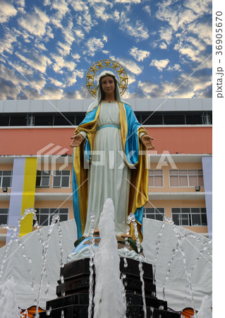 Saint Mary statue in front of the public school Saint Mary statue in front of the public school 36905670