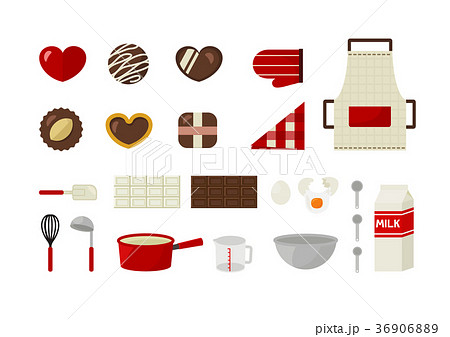 バレンタインデーのチョコと料理器具のイラスト素材