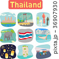Thailand landmark objects icons label 36907930
