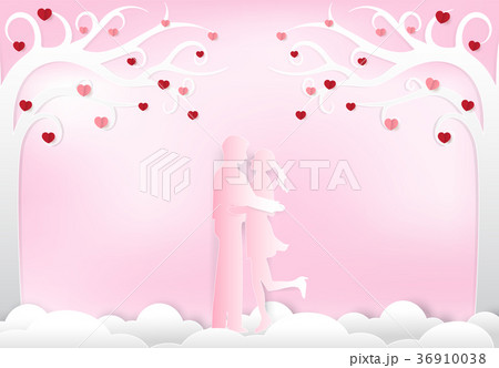 Couple standing under tree on pink background Couple standing under tree on pink background 36910038