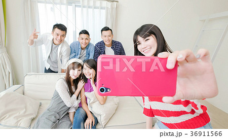 young people selfie happily young people selfie happily 36911566