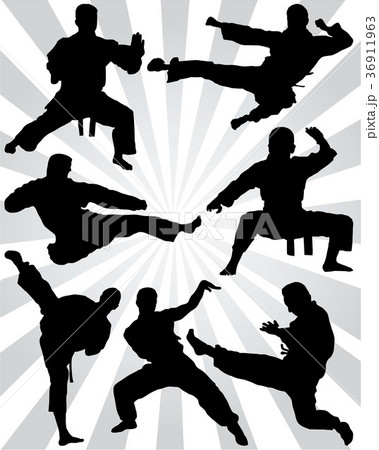 silhouettes of karate silhouettes of karate 36911963