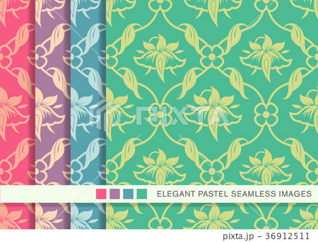 Seamless pastel background vintage pattern set 36912511