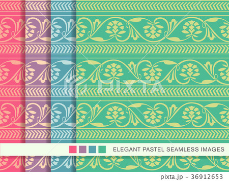 Seamless pastel background vintage pattern set 36912653