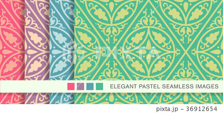 Seamless pastel background vintage pattern set 36912654