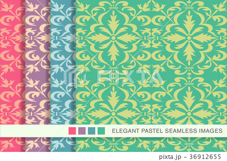 Seamless pastel background vintage pattern set 36912655