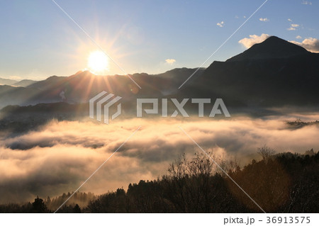 武甲山と秩父盆地の雲海 武甲山と秩父盆地の雲海 36913575