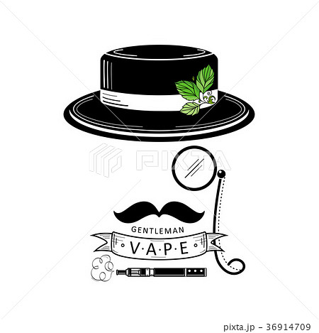 Vape Shop Logo Design With Stylized Smoking Manのイラスト素材