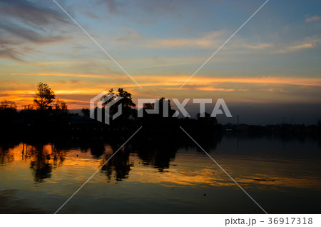 In the evening sky at sunset 36917318