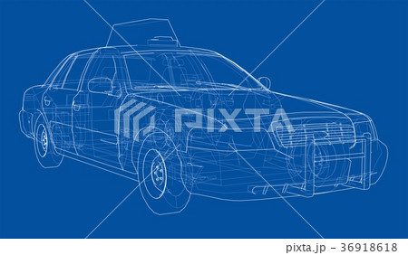 Taxi outline drawing. Vector 36918618