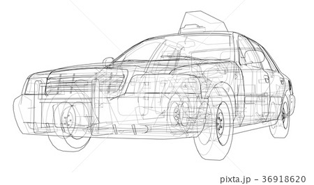 Taxi outline drawing. Vector 36918620