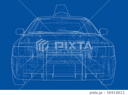 Taxi outline drawing. Vector 36918621