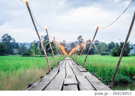Old wooden bridge. 36919952