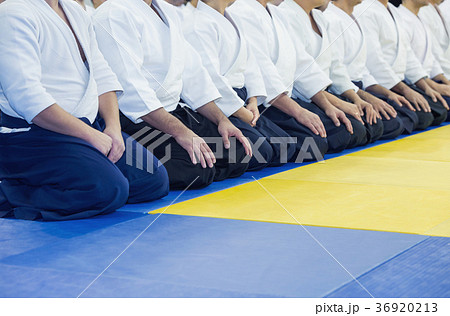 People in kimono and hakama on martial arts 36920213