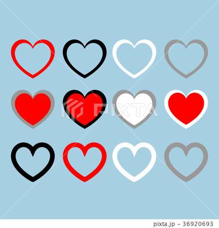Heart set Red black white grey color set Heart set Red black white grey color set 36920693