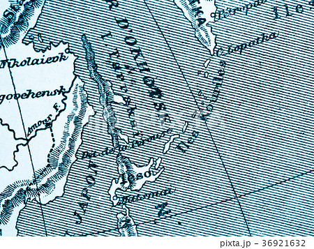 古地図 樺太と千島列島の写真素材