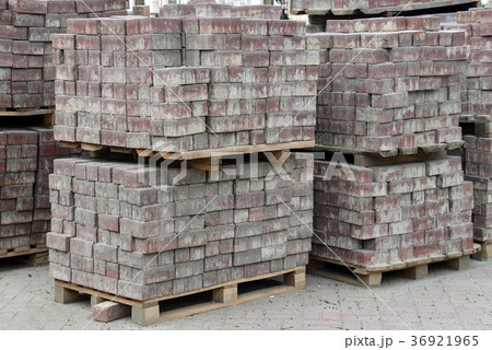 Stack of tiles on the sidewalk, pavement stones 36921965
