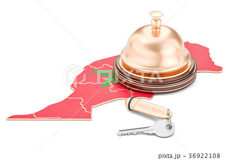 Morocco booking concept. Flag with hotel key Morocco booking concept. Flag with hotel key 36922108