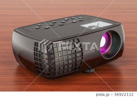 Projector on the wooden table, 3D rendering Projector on the wooden table, 3D rendering 36922112