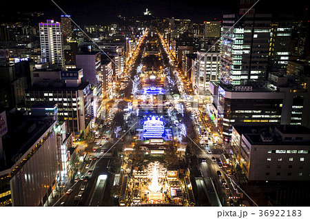 さっぽろホワイトイルミネーション テレビ塔からの眺め 夜景 の写真素材