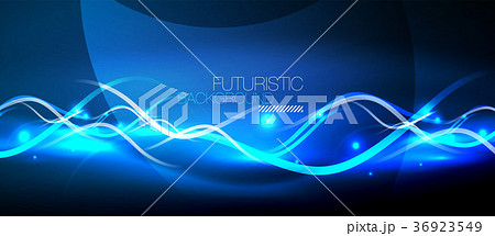 Bright neon lines wave 36923549