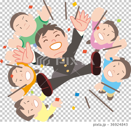 胴上げされる男子学生02 36924843