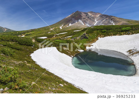 夏の北海道、残雪と大雪山系旭岳 夏の北海道、残雪と大雪山系旭岳 36925233