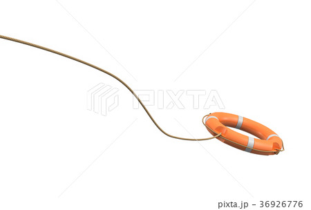 3d rendering of a single orange life buoy on a 36926776