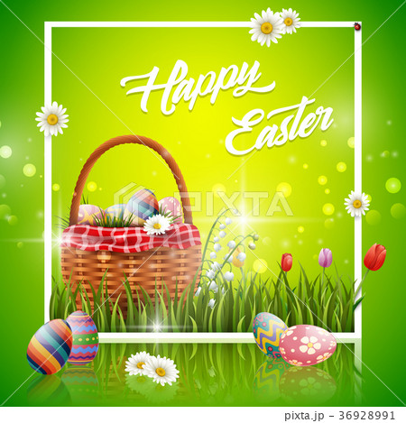 Easter eggs in the basket with Spring holidays 36928991