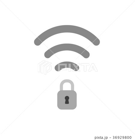 Vector concept of wifi symbol with locked padlock Vector concept of wifi symbol with locked padlock 36929800