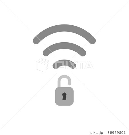 Vector concept of wifi symbol with open padlock Vector concept of wifi symbol with open padlock 36929801