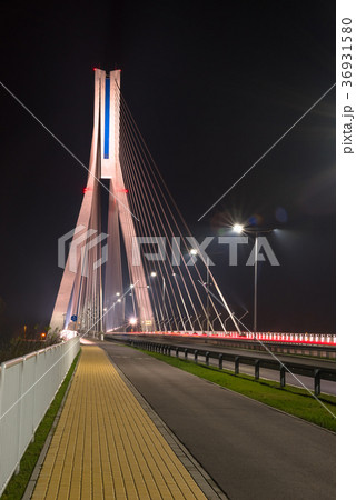 Highway going through a cable-stayed bridge Highway going through a cable-stayed bridge 36931580