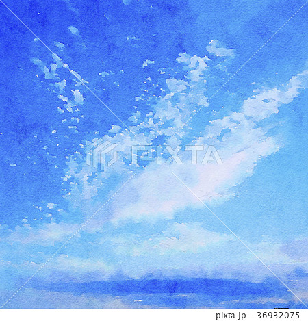 日本の空 うろこ雲 水彩画風のイラスト素材