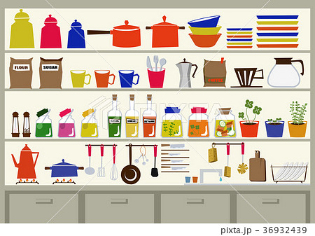 キッチンのイラスト 台所のクリップアート 生活雑貨のアイコン素材 のイラスト素材
