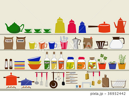 キッチンのイラスト 台所のクリップアート 生活雑貨のアイコン素材 のイラスト素材 36932442 Pixta
